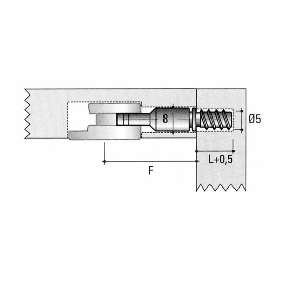 Excenter szár famenetes TE28 39mm horganyzott