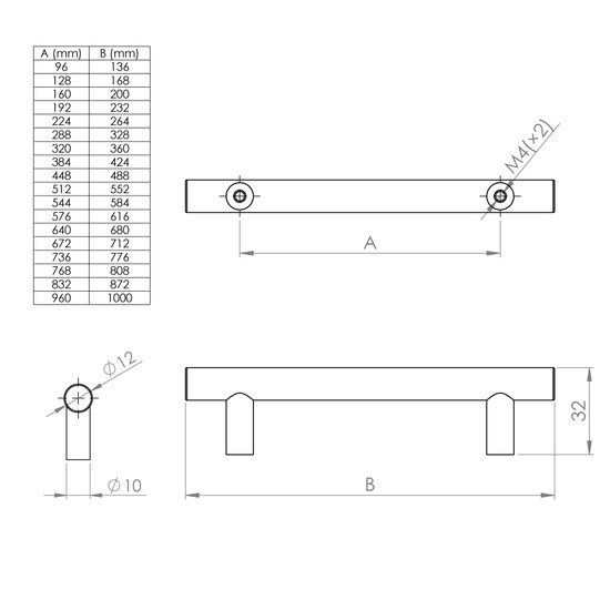 Fogantyú HRAZDA 448mm/488mm Matt nikkel