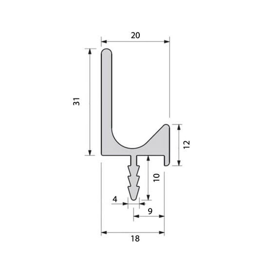 Fogantyú profil L007 Fekete 40x20x3000mm UKW-5 Fogantyú profil L007 Fekete 40x20x3000mm UKW-5