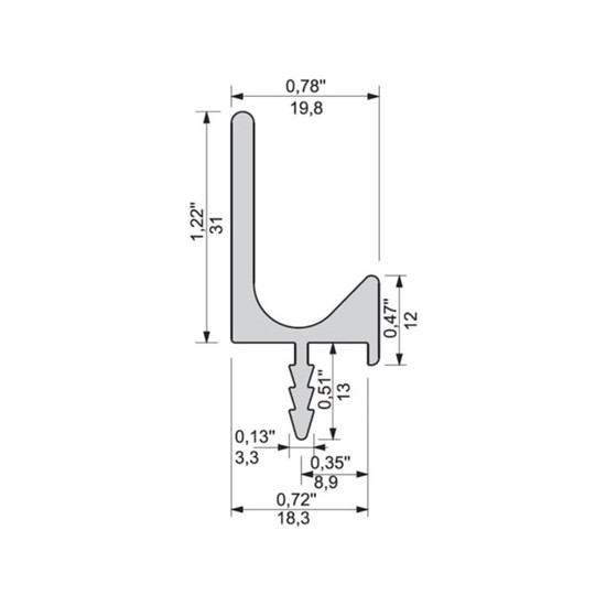 Fogantyú profil UKW-5 Pezsgő 3,5fm 18x37mm C-32