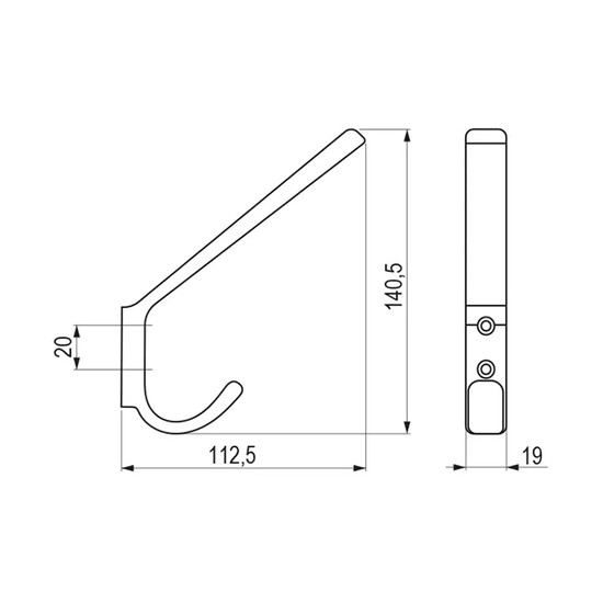 Fogas akasztó Rini XL Matt Fekete Tulip