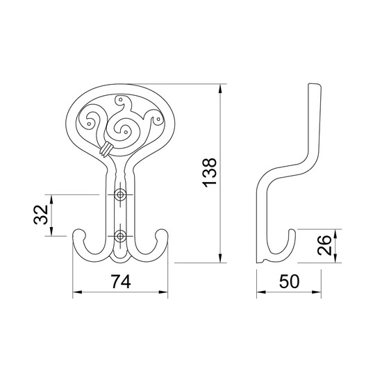 Fogas akasztó Wap801-000-00an Antik nikkel 85x138x50 mm