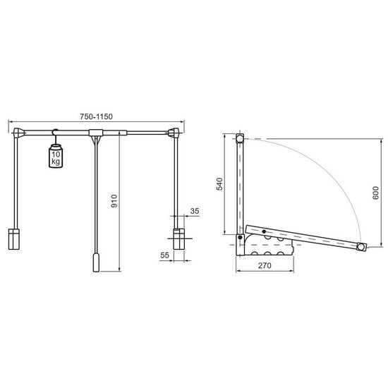 Gardróblift 300/A 750-1150mm 10kg Szürke-Króm Gardróblift 300/A 750-1150mm 10kg Szürke-Króm