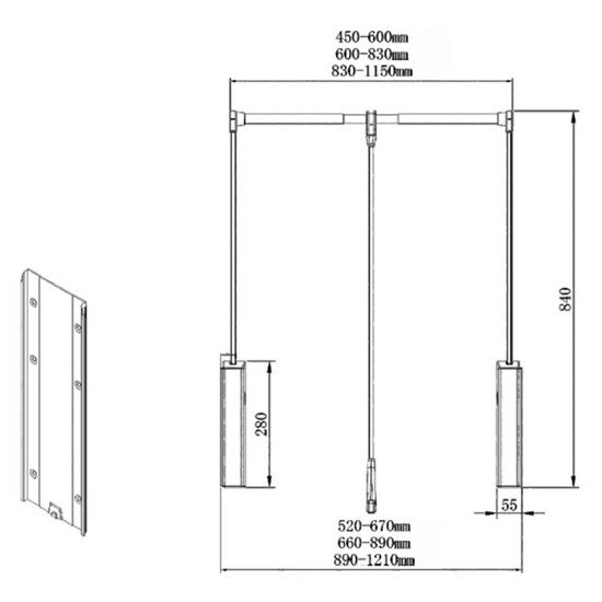 Gardroblift SoftLift 660-890mm 12kg Fekete