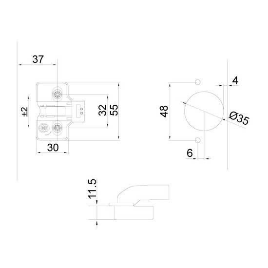 Kivetőpánt HB-203 Black +105° Közézáródó pánt - Beépített fékkel Kivetőpánt HB-203 Black +105° Közézáródó pánt - Beépített fékkel