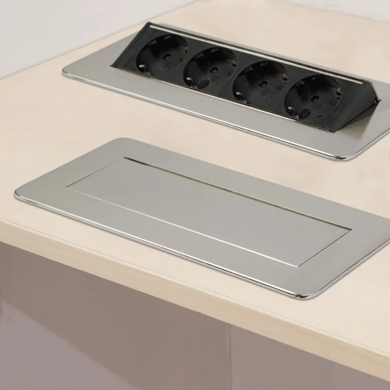 Konnektor Munkalapba süllyeszthető 4-es FLIP-UP Inox