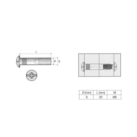 Korpuszösszehúzó ház VP03 8x30mm M6
