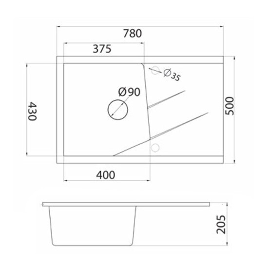 Linea plus XGranit Fehér mosogató 780x500/190mm 188624