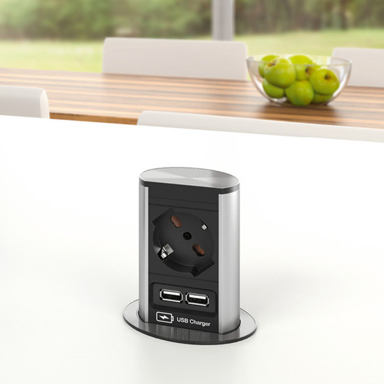 Konnektor Munkalapba süllyeszthető ELEVATOR+USB Konnektor Munkalapba süllyeszthető ELEVATOR+USB