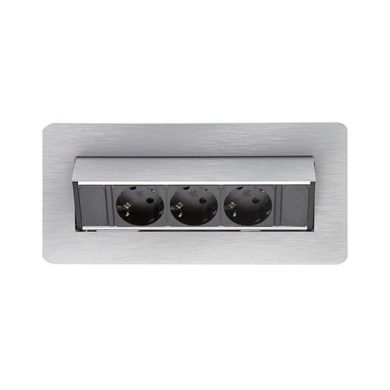 Konnektor Munkalapba süllyeszthető 3-as FLIP-UP Inox Konnektor Munkalapba süllyeszthető 3-as FLIP-UP Inox