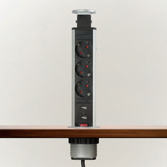 Konnektor Munkalapba süllyeszthető 3-as USB Inox