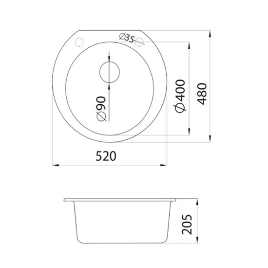 Omega XGranit Fekete mosogató 520x480/190mm 177009 Omega XGranit Fekete mosogató 520x480/190mm 177009