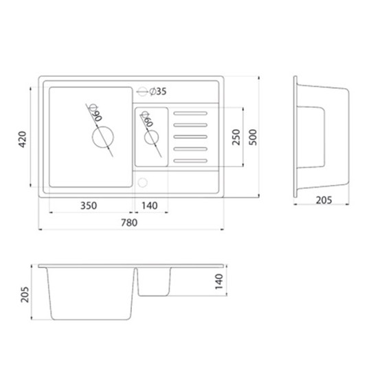 Quadro plus 1.5D XGranit Bézs mosogató 780x500/195/130mm 158551 Quadro plus 1.5D XGranit Bézs mosogató 780x500/195/130mm 158551