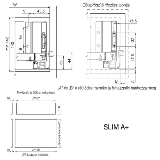 SLIM Fiókrendszer DF-A+ 500mm Antracit