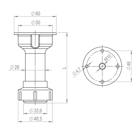 Szekrényláb Scilm 280R270-100mm Fekete műanyag Szekrényláb Scilm 280R270-100mm Fekete műanyag