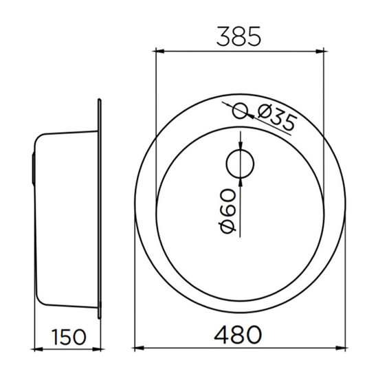 Venera 480E 60 Inox mosogató 480mm-150mm 007600