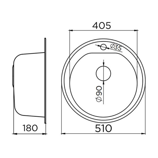 Venera 510E Inox mosogató 510mm-180mm 123329 Venera 510E Inox mosogató 510mm-180mm 123329