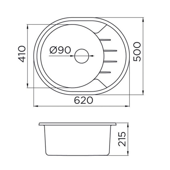 Venera M XGranit Fekete mosogató 620x500/200mm 154026 Venera M XGranit Fekete mosogató 620x500/200mm 154026