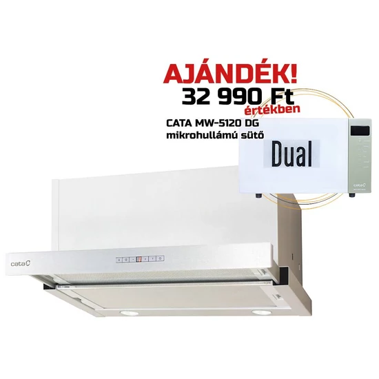 Cata - Páraelszívó TFH-7600 X inox +  AJÁNDÉK Cata MW-5120 DG green mikrohullámú sütő