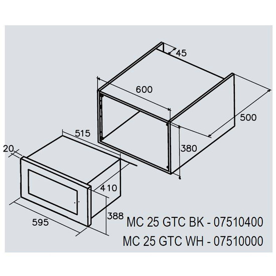 CATA - Beépíthető mikrohullámú sütő MC-25 GTC WH Can Roca