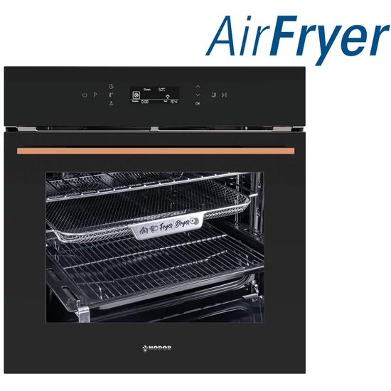NODOR - Beépíthető sütő NorChef MO-6800 CU fekete/réz AIR FRYER