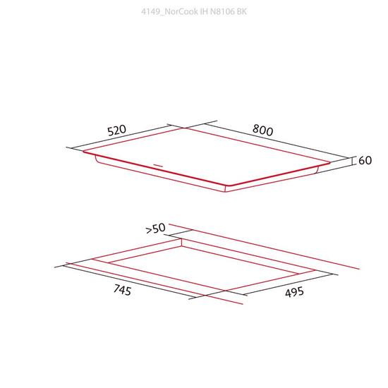 NODOR - Beépíthető indukciós főzőlap NorCoock IH-N8106 BK Hob to Hood Fekete NODOR - Beépíthető indukciós főzőlap NorCoock IH-N8106 BK Hob to Hood Fekete