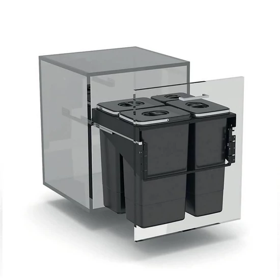 EKOTECH - Beépíthető hulladékgyűjtő FRONT 60 - 1x7 liter+3x26 liter