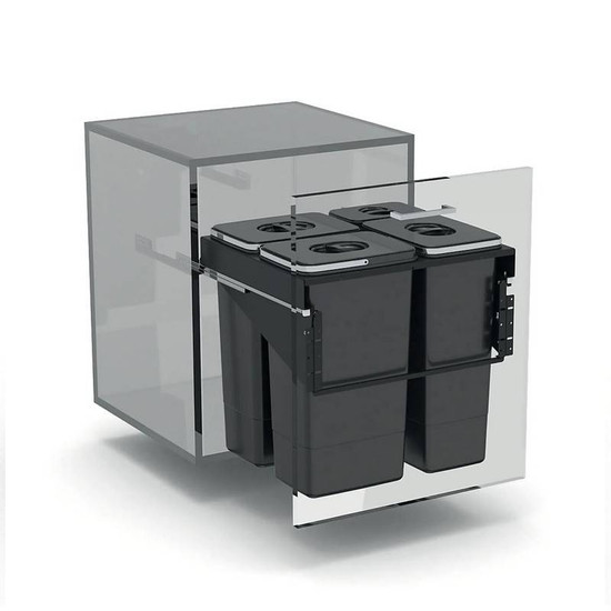 EKOTECH - Beépíthető hulladékgyűjtő FRONT 60 - 1x7 liter+3x26 liter