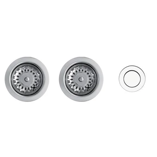 ELLECI - ASP23002 (PUSH-CONTROL POP-UP) automata dugókiemelő kétmedencés mosogatóhoz inox