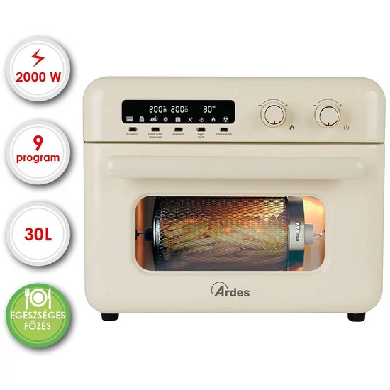 ARDES ARFRYA02W 30 literes Air Fryer forrólevegős sütő, olajsütő - forgókosárral ajándék ARDES 1T20 kenyérpirítóval