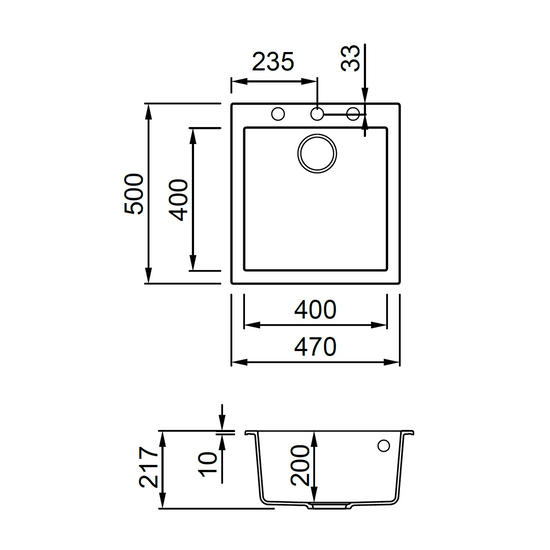 ELLECI - Mosogatótálca Quadra 102 47x50 Granitek 1m. G39 Bianco soft ELLECI - Mosogatótálca Quadra 102 47x50 Granitek 1m. G39 Bianco soft