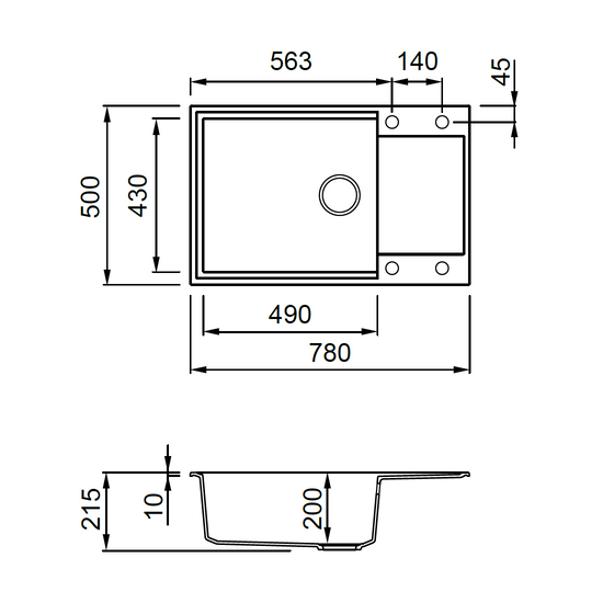 ELLECI - Mosogatótálca Easy 310 78x50 Granitek egymedence + csepptálca G39 Bianco soft