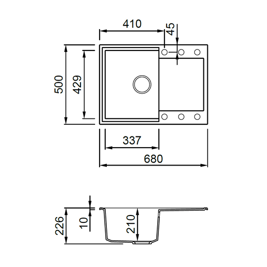 ELLECI - Mosogatótálca Easy 135 M79 aluminium