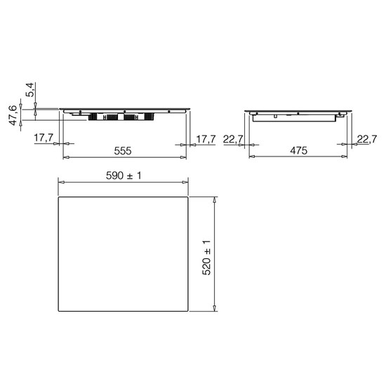 ELICA - Beépíthető indukciós főzőlap RATIO CONNEX 603 PLUS BL + CATA Edényszett PROFESSIONAL