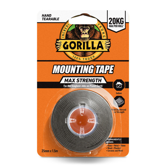 Gorilla Glue Mounting Tape Max Strength Fekete Kétoldalas Ragasztószalag 2,5cm x 1,5m Gorilla Glue Mounting Tape Max Strength Fekete Kétoldalas Ragasztószalag 2,5cm x 1,5m