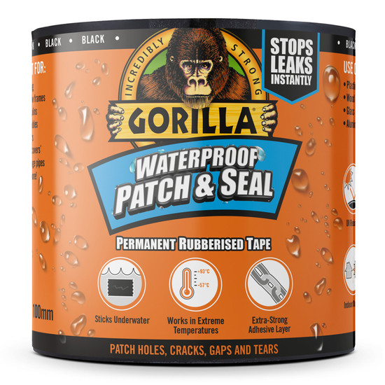 Gorilla WATERPROOF PATCH & SEAL TAPE Fekete 3m x 100mm Vízálló Foltozó és Tömítő Ragasztószalag Gorilla WATERPROOF PATCH & SEAL TAPE Fekete 3m x 100mm Vízálló Foltozó és Tömítő Ragasztószalag