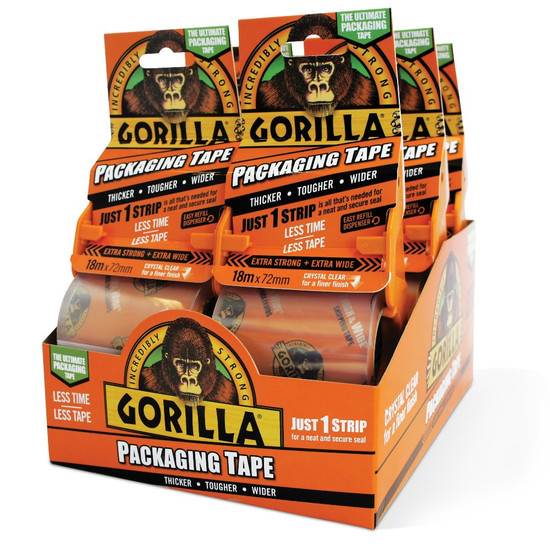 Gorilla Packaging Tape Csomagolószalag Adagolóval 18m x 72mm Extra Erős
