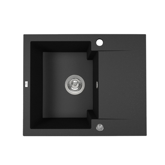 Laveo PICO 45S mini fekete szemcsés gránit mosogató helytakarékos szifonnal Laveo PICO 45S mini fekete szemcsés gránit mosogató helytakarékos szifonnal