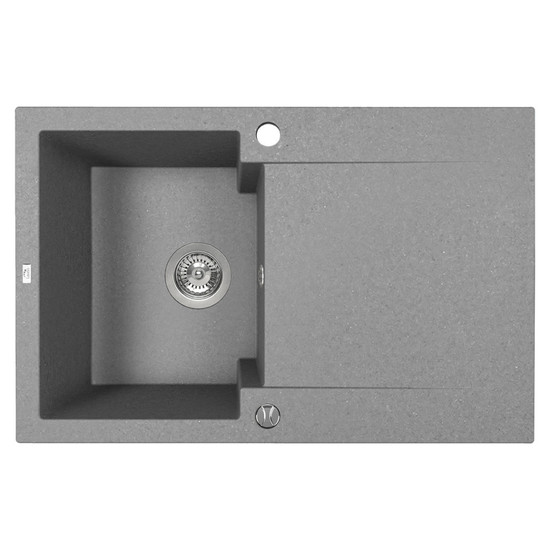 Laveo PICO 45S egymedence csepptálcás szürke gránit mosogató helytakarékos szifonnal Laveo PICO 45S egymedence csepptálcás szürke gránit mosogató helytakarékos szifonnal