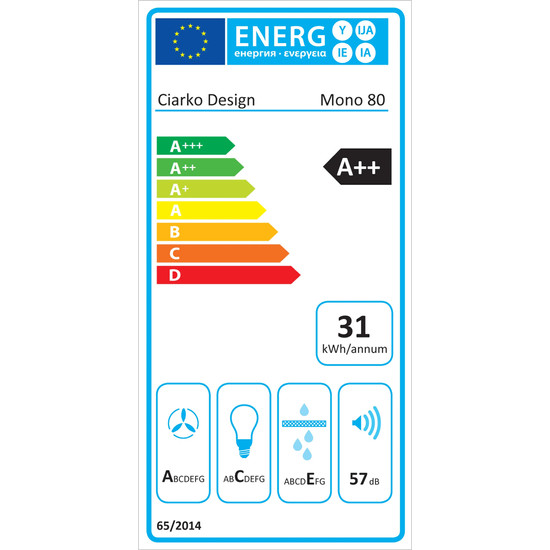 Ciarko Design MONO 80 cm fekete/fekete fali páraelszívó
