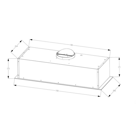 Kluge beépíthető fekete páraelszívó, 75cm