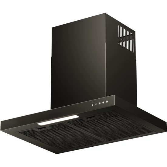 Kluge fali T-alakú fekete páraelszívó, 60cm, üvegfront