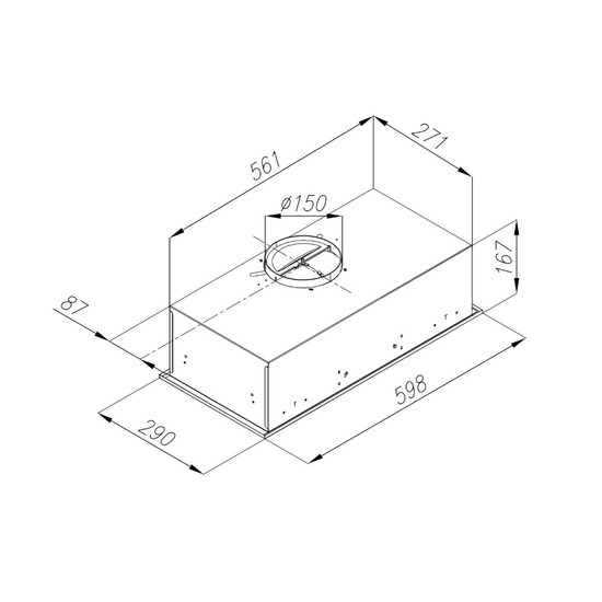 Kluge beépíthető fekete páraelszívó, 60cm, 17cm magas Kluge beépíthető fekete páraelszívó, 60cm, 17cm magas