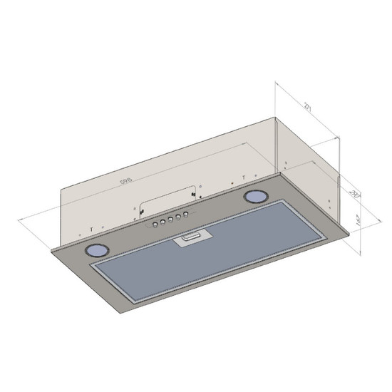Kluge beépíthető inox páraelszívó, 60cm, 17cm magas
