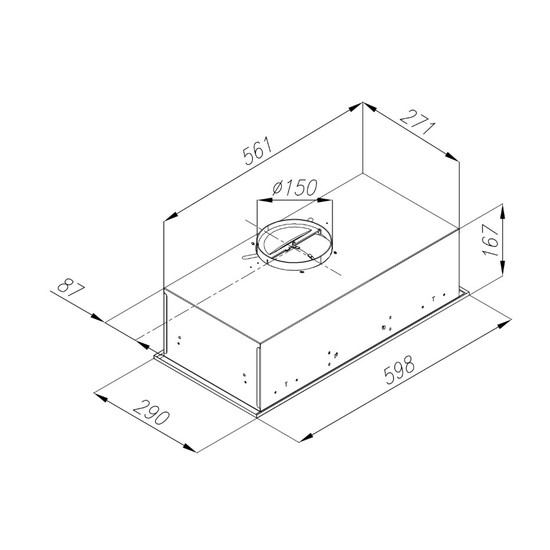 Kluge beépíthető inox páraelszívó, 60cm, 17cm magas