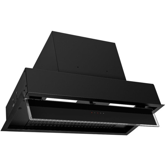 Kluge beépíthető fekete páraelszívó, 60cm, kihajtható fekete üvegpanel Kluge beépíthető fekete páraelszívó, 60cm, kihajtható fekete üvegpanel