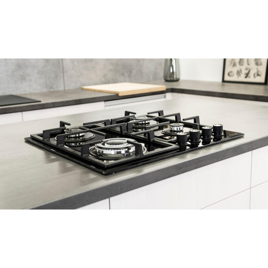 Kluge beépíthető gáz főzőlap, 60 cm, fekete üveg, WOK égő Kluge beépíthető gáz főzőlap, 60 cm, fekete üveg, WOK égő