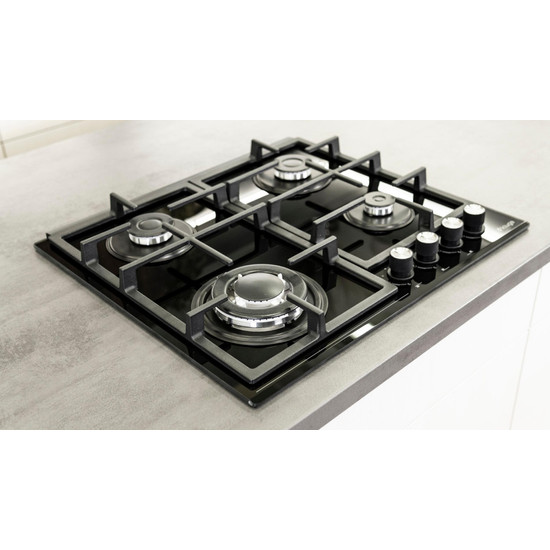Kluge beépíthető gáz főzőlap, 60 cm, fekete üveg, WOK égő Kluge beépíthető gáz főzőlap, 60 cm, fekete üveg, WOK égő