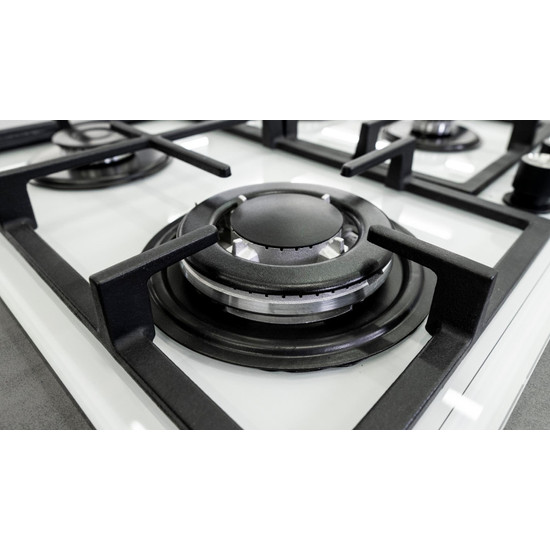 Kluge beépíthető gáz főzőlap, 60 cm, fehér üveg, WOK égő