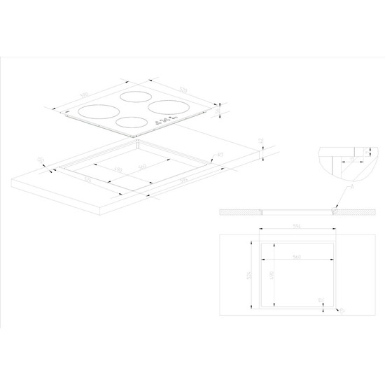 Kluge beépíthető indukciós főzőlap, 60cm, fekete Kluge beépíthető indukciós főzőlap, 60cm, fekete
